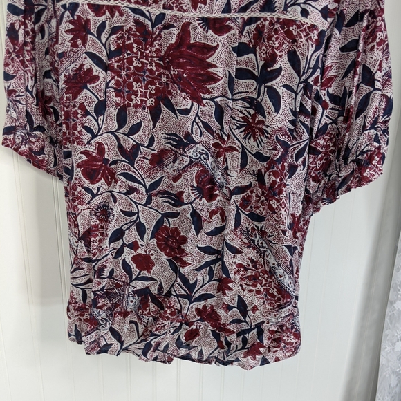 LUCKY BRAND Gauzy Floral Top Sz L - Picture 12 of 13